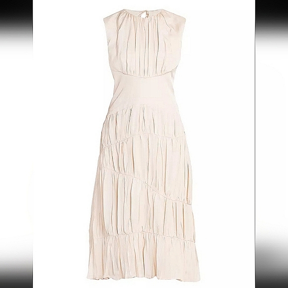 NWT$2,270 Jil Sander Pleated Tiered Sleeveless Midi-Dress Sz 32 (US 2) - Picture 4 of 16